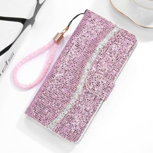 For Huawei Honor 7A Glitter Powder Horizontal Flip Leather Case with Card Slots & Holder & Lanyard(Pink) (OEM)