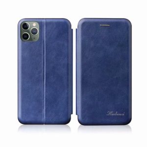 For iPhone 12 Pro Max Integrated Voltage Retro Texture Magnetic TPU+PU Leather Case with Card Slot & Holder(Blue) (OEM)