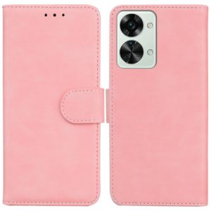 For OnePlus Nord 2T Skin Feel Pure Color Flip Leather Phone Case(Pink) (OEM)
