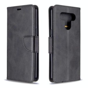 For LG K51 Retro Lambskin Texture Pure Color Horizontal Flip PU Leather Case with Holder & Card Slots & Wallet & Lanyard(Black) (OEM)