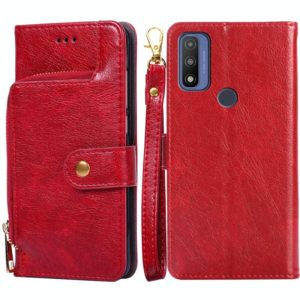 For Motorola Moto G Pure Zipper Bag Leather Phone Case(Red) (OEM)