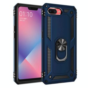 For OPPO A5 / A3s Shockproof TPU + PC Protective Case with 360 Degree Rotating Holder(Blue) (OEM)