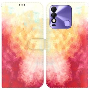 For Tecno Spark 8 / 8T Watercolor Pattern Horizontal Flip Leather Phone Case(Spring Cherry) (OEM)