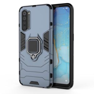 For OPPO Reno3 PC + TPU Shockproof Protective Case with Magnetic Ring Holder(Navy Blue) (OEM)