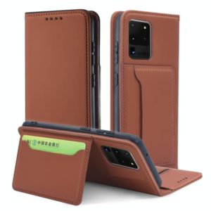 For Samsung Galaxy S20 Ultra 5G Strong Magnetism Shockproof Horizontal Flip Liquid Feel Leather Case with Holder & Card Slots & Wallet(Brown) (OEM)