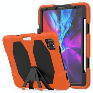 For iPhone 11 Pro For iPad Pro 11 inch (2020) Shockproof Colorful Silicon + PC Protective Case with Holder & Shoulder Strap & Hand Strap & Pen Slot(Orange) (OEM)