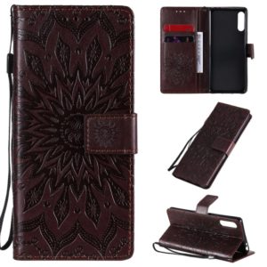 For Sony Xperia L4 Embossed Sunflower Pattern Horizontal Flip PU Leather Case with Holder & Card Slots & Wallet & Lanyard(Brown) (OEM)