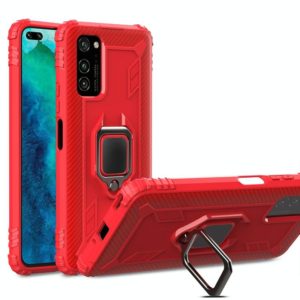 For Huawei P40 Pro / P40 Pro+ Carbon Fiber Protective Case with 360 Degree Rotating Ring Holder(Red) (OEM)