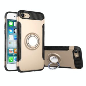 For iPhone 8 & 7 Phone Ring Armor TPU + PC 360 Degrees Rotation Magnetic Phone Ring Stent Combination Case(Gold) (OEM)