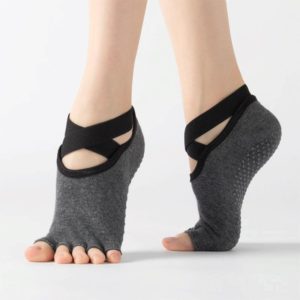 Lace Yoga Socks Non-Slip Five Finger Sports Cotton Socks Fashion Open Toe Dance Socks, Size: One Size(Dark Gray) (OEM)