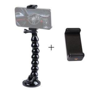 Extended Suction Cup Jaws Flex Clamp Mount with 1/4 inch Phone Clamp (Black) (OEM)