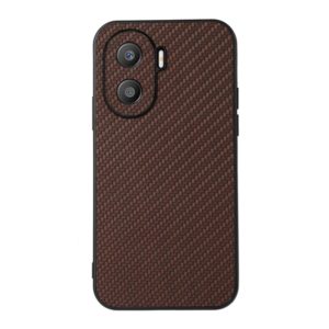 For Honor X40i Accurate Hole Carbon Fiber Texture PU Phone Case(Brown) (OEM)