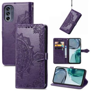 For Motorola Moto G42 Mandala Flower Embossed Leather Phone Case(Purple) (OEM)
