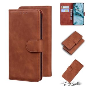 For OnePlus Nord Skin Feel Pure Color Flip Leather Phone Case(Brown) (OEM)