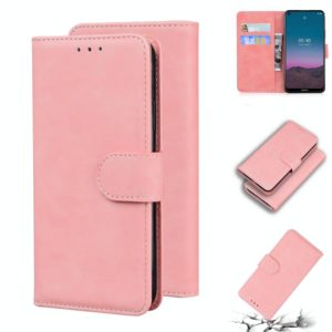 For Nokia 5.4 Skin Feel Pure Color Flip Leather Phone Case(Pink) (OEM)
