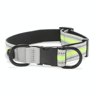 Dog Reflective Nylon Collar, Specification: S(Black buckle green) (OEM)