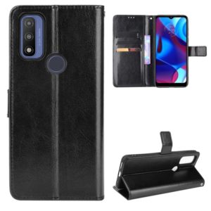 For Motorola Moto G Pure Crazy Horse Texture Horizontal Flip Phone Leather Case with Holder & Card Slots & Lanyard(Black) (OEM)