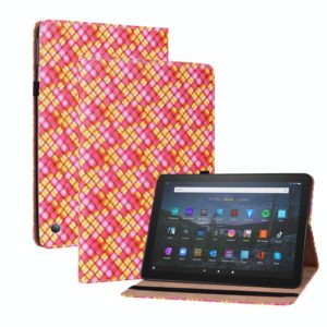 For Amazon Kindle Fire HD10 2021/HD10 Plus 2021 Color Weave Smart Leather Tablet Case(Rose Red) (OEM)