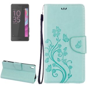 For Sony Xperia XA Ultra Flowers Embossing Horizontal Flip Leather Case with Holder & Card Slots & Wallet & Lanyard(Green) (OEM)