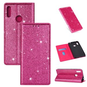 For Huawei Y7 (2019) Ultrathin Glitter Magnetic Horizontal Flip Leather Case with Holder & Card Slots(Rose Red) (OEM)