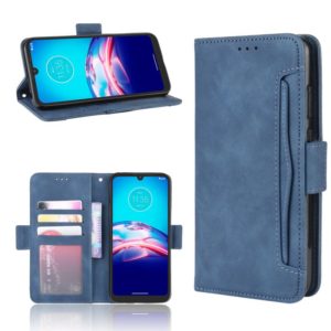 For Motorola Moto E6i Skin Feel Calf Pattern Horizontal Flip Leather Case with Holder & Card Slots & Photo Frame(Blue) (OEM)