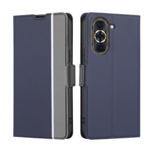 For Huawei nova 10 Pro Twill Texture Side Button Leather Phone Case(Blue) (OEM)