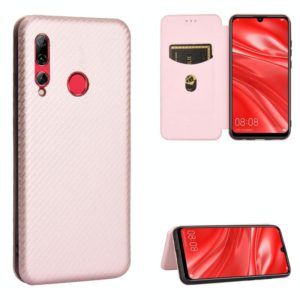 For Huawei Honor 10i / 20i Carbon Fiber Texture Horizontal Flip TPU + PC + PU Leather Case with Card Slot(Pink) (OEM)
