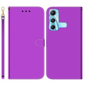 For Infinix Hot 11 X662 Imitated Mirror Surface Horizontal Flip Leather Phone Case(Purple) (OEM)