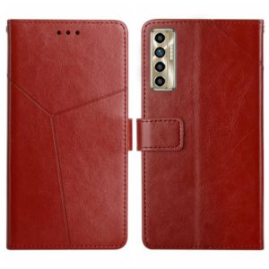 For Tecno Camon 17P HT01 Y-shaped Pattern Flip Leather Phone Case(Brown) (OEM)