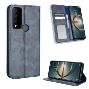 For TCL 30V 5G Magnetic Buckle Retro Texture Leather Phone Case(Blue) (OEM)
