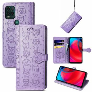 For Motorola MOTO G Stylus 5G Cute Cat and Dog Embossed Horizontal Flip Leather Case with Holder & Card Slots & Wallet & Lanyard(Purple) (OEM)