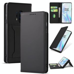 For OnePlus 8 Pro Strong Magnetism Liquid Feel Horizontal Flip Leather Case with Holder & Card Slots & Wallet(Black) (OEM)