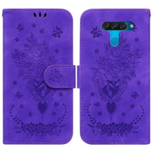 For LG K50 / Q60 Butterfly Rose Embossed Leather Phone Case(Purple) (OEM)