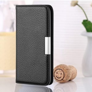 For iPhone XR Litchi Texture Horizontal Flip Leather Case with Holder & Card Slots(Black) (OEM)