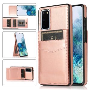 For Samsung Galaxy S20 Solid Color PC + TPU Protective Case with Holder & Card Slots(Rose Gold) (OEM)