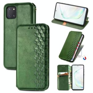 For Galaxy Note 10 Lite/A81/M60S Cubic Grid Pressed Horizontal Flip Magnetic Leather Case with Holder & Card Slots & Wallet(Green) (OEM)