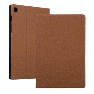 For Samsung Galaxy Tab A7 / T500 Fabric Texture Horizontal Flip PU Leather Case with Holder(Brown) (OEM)