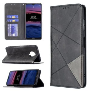 For Nokia G20 / G10 Rhombus Texture Horizontal Flip Magnetic Leather Case with Holder & Card Slots & Wallet(Black) (OEM)