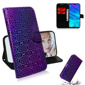 For Huawei P Smart 2019 Solid Color Colorful Magnetic Buckle Horizontal Flip PU Leather Case with Holder & Card Slots & Wallet & Lanyard(Purple) (OEM)