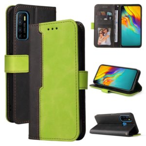 Business Stitching-Color Horizontal Flip PU Leather Case with Holder & Card Slots & Photo Frame For Infinix Hot 9 / Note 7 Lite / X655C / Tecno Camon 15(Green) (OEM)