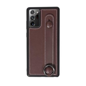 For Samsung Galaxy Note 20 Ultra Top Layer Cowhide Shockproof Protective Case with Wrist Strap Bracket(Coffee) (OEM)