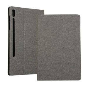 Voltage Stretch Fabric Texture Horizontal Flip Leather Case for Galaxy Tab S6 T860, with Holder(Grey) (OEM)