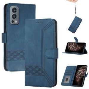 Cubic Skin Feel Flip Leather Phone Case For OnePlus Nord 2 5G(Blue) (OEM)