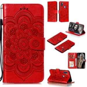 For Galaxy A11 Mandala Embossing Pattern Horizontal Flip PU Leather Case with Holder & Card Slots & Walle & Lanyard(Red) (OEM)