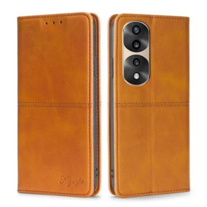 For Honor 70 Pro/70 Pro+ Cow Texture Magnetic Horizontal Flip Leather Phone Case(Light Brown) (OEM)