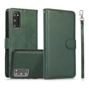 For Samsung Galaxy S20 Calf Texture 2 in 1 Detachable Magnetic Back Cover Horizontal Flip Leather Case with Holder & Card Slots & Wallet & Photo Frame(Green) (OEM)