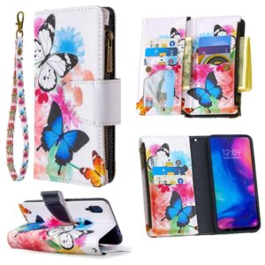 For Xiaomi Redmi Note 7 Colored Drawing Pattern Zipper Horizontal Flip Leather Case with Holder & Card Slots & Wallet(Two Butterflies) (OEM)