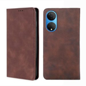 For Honor X7 4G Skin Feel Magnetic Horizontal Flip Leather Phone Case(Dark Brown) (OEM)