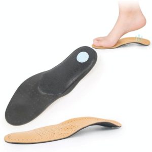 1 Pair Breathable Sweat-Absorbing And Shock-Absorbing Leather Arch Correction Insole, Size:45-46 (OEM)