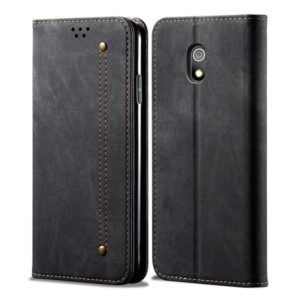 For Xiaomi Redmi 8A Denim Texture Casual Style Horizontal Flip Leather Case with Holder & Card Slots & Wallet(Black) (OEM)
